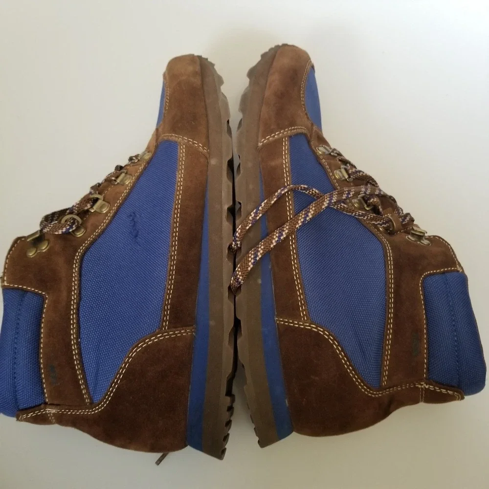L.L. Bean Boots Mens Ten and a Half Medium Brown Blue Suede Hiking Trail Gorp